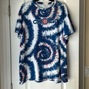 Chicago Cubs Red, White, & Blue Tie-Dye Print T-Shirt